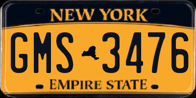 NY license plate GMS3476