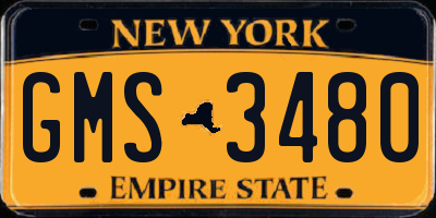 NY license plate GMS3480