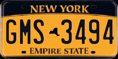 NY license plate GMS3494