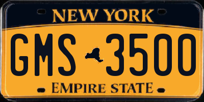 NY license plate GMS3500