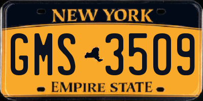 NY license plate GMS3509