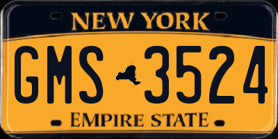 NY license plate GMS3524