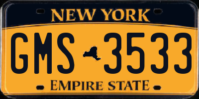 NY license plate GMS3533