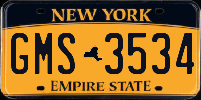NY license plate GMS3534
