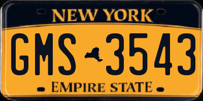 NY license plate GMS3543