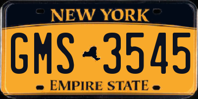 NY license plate GMS3545