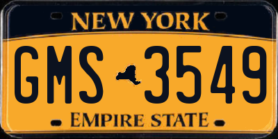 NY license plate GMS3549