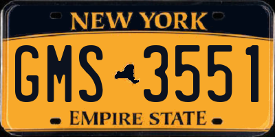 NY license plate GMS3551