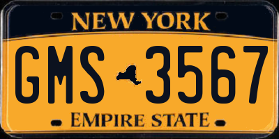 NY license plate GMS3567