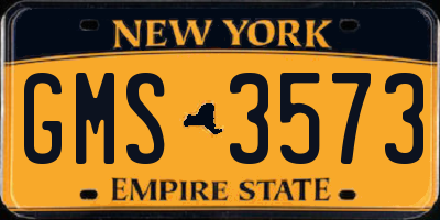 NY license plate GMS3573