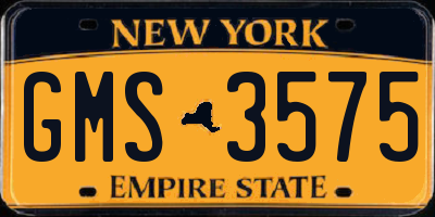 NY license plate GMS3575
