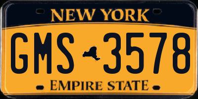 NY license plate GMS3578