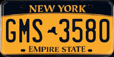 NY license plate GMS3580