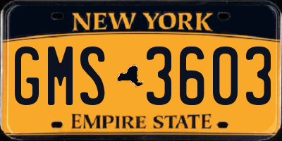 NY license plate GMS3603