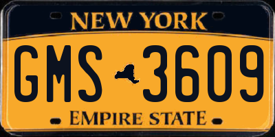 NY license plate GMS3609