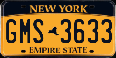 NY license plate GMS3633