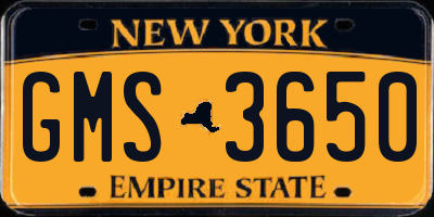 NY license plate GMS3650