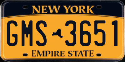 NY license plate GMS3651