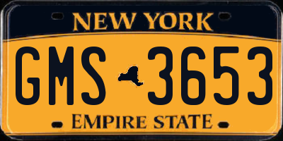 NY license plate GMS3653