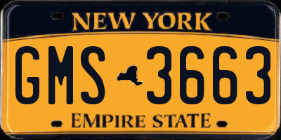NY license plate GMS3663