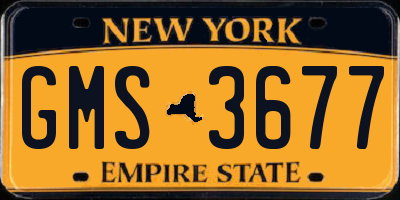 NY license plate GMS3677