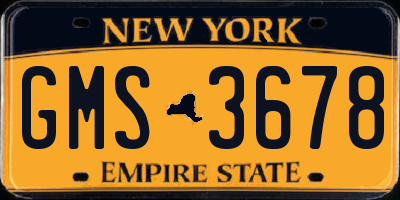 NY license plate GMS3678