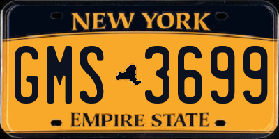 NY license plate GMS3699