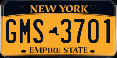 NY license plate GMS3701