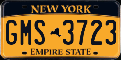 NY license plate GMS3723