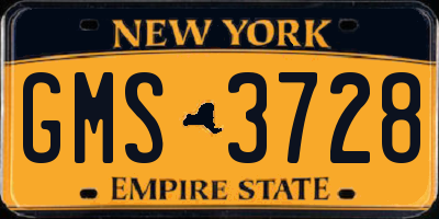 NY license plate GMS3728