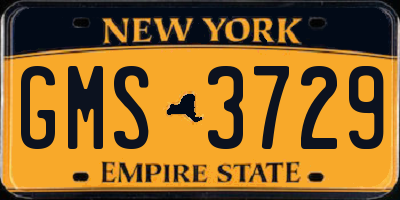 NY license plate GMS3729