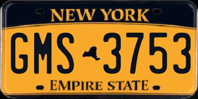 NY license plate GMS3753