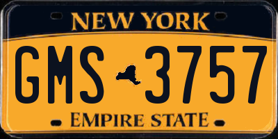 NY license plate GMS3757