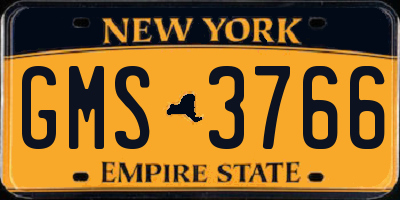 NY license plate GMS3766