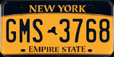 NY license plate GMS3768