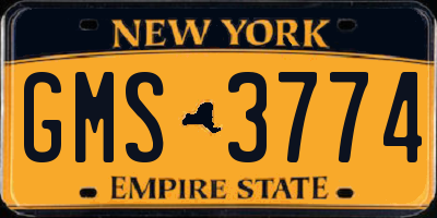 NY license plate GMS3774