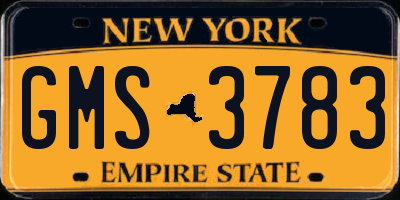 NY license plate GMS3783