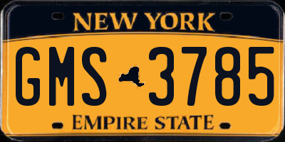 NY license plate GMS3785