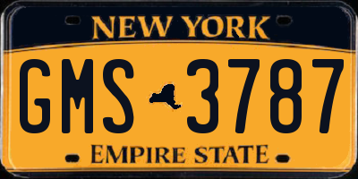 NY license plate GMS3787