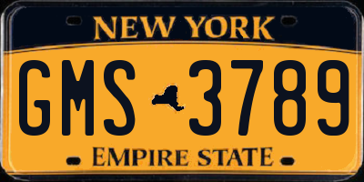 NY license plate GMS3789