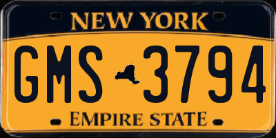 NY license plate GMS3794