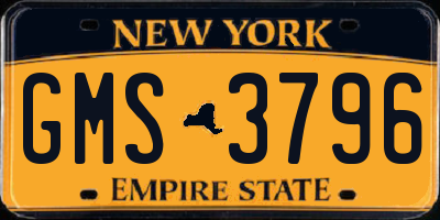 NY license plate GMS3796