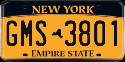 NY license plate GMS3801