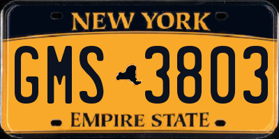 NY license plate GMS3803