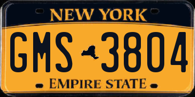 NY license plate GMS3804