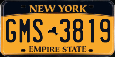 NY license plate GMS3819