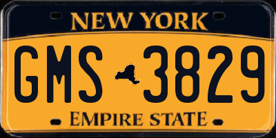 NY license plate GMS3829