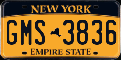 NY license plate GMS3836