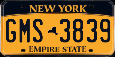 NY license plate GMS3839