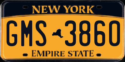 NY license plate GMS3860